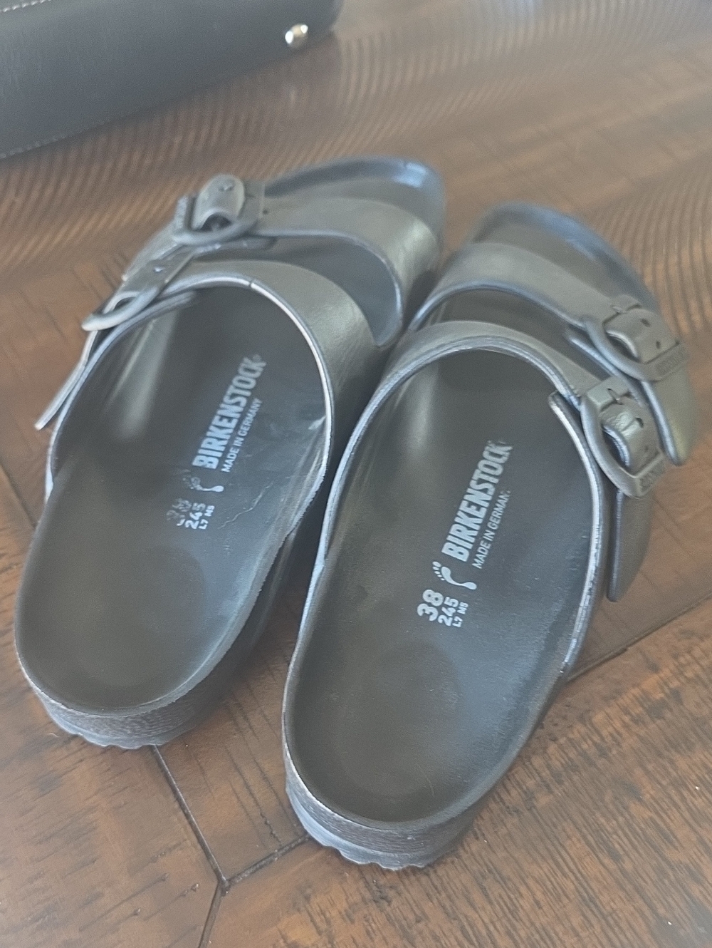 Birkenstock Kids Black Two-Strap Slip-On Sandals